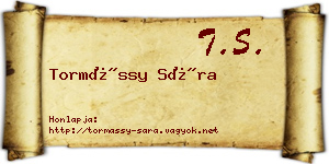 Tormássy Sára névjegykártya