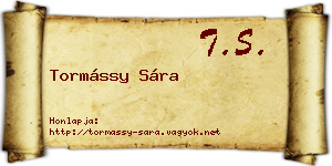 Tormássy Sára névjegykártya